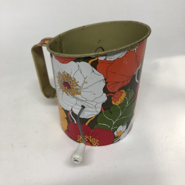 SIEVE, Flour Sifter 1970s Floral 